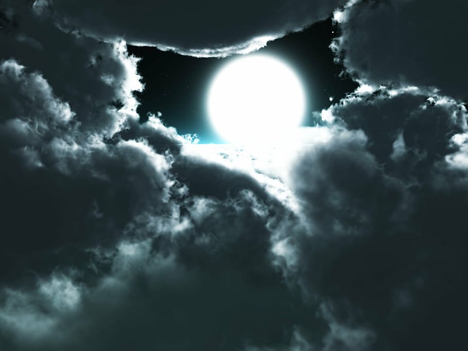 full moon, sky, clouds, monsoon, white, weather, nature, cloud - Sky HD wallpaper