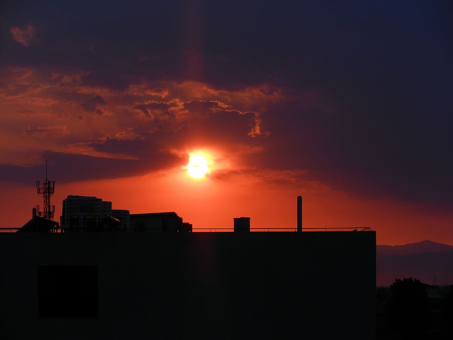 China, Taigu, Sunset, silhouette, building exterior, cloud - sky HD wallpaper