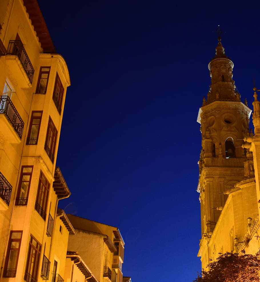 night, church, tower, sky, night photography, buildings, building exterior HD wallpaper
