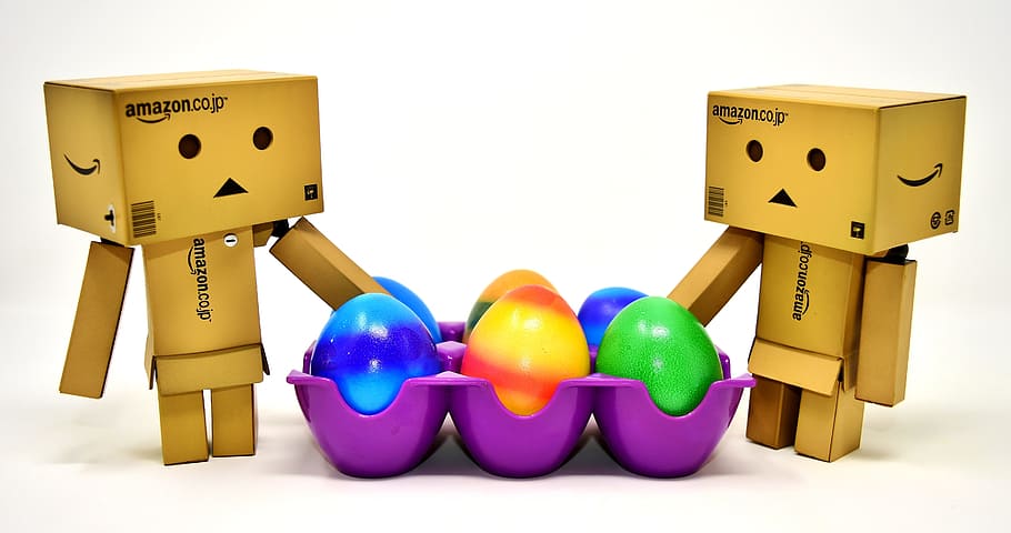 danbo, cute, figure, danboard, easter, egg, colorful, colorful eggs HD wallpaper
