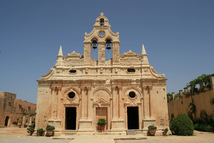 monastery, moni arkadi, greece, built structure, architecture HD wallpaper