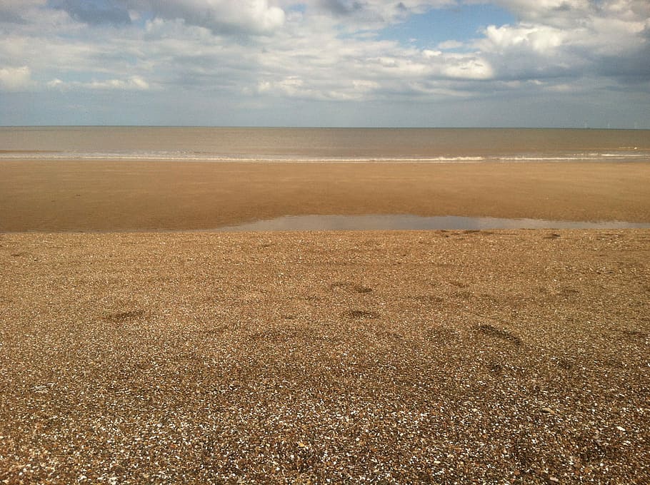 Beach, Sand, Ocean, Sea, Coast, sky, shore, beach sand, cloud HD wallpaper