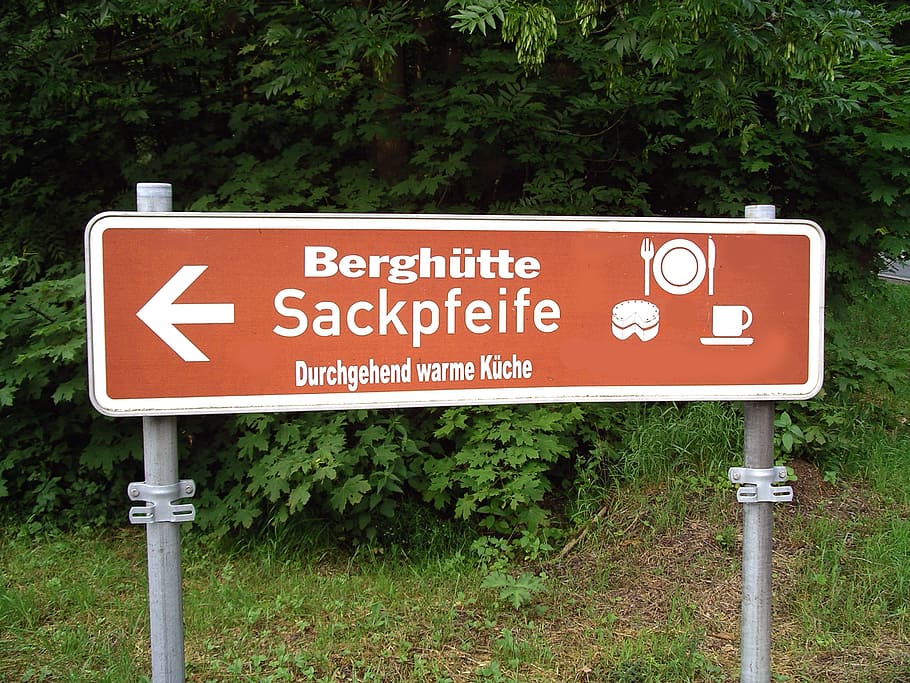 directory, shield, note, arrow, direction, funny, mountain hut HD wallpaper