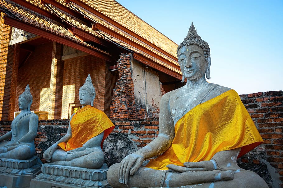 Buddha, Thailand, Statue, Ancient, Asia, buddhism, religion, HD wallpaper