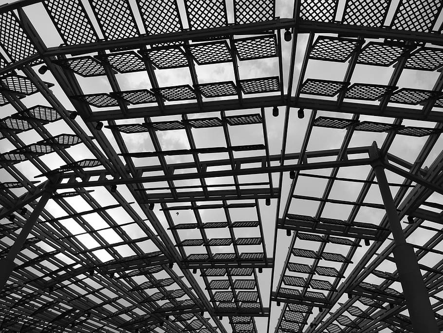 architecture, pattern, futurism, roof, built Structure, ceiling HD wallpaper