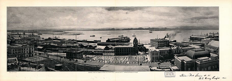 General view of harbor at San Juan, Puerto Rico looking South to San Juan Bay, 1927, HD wallpaper
