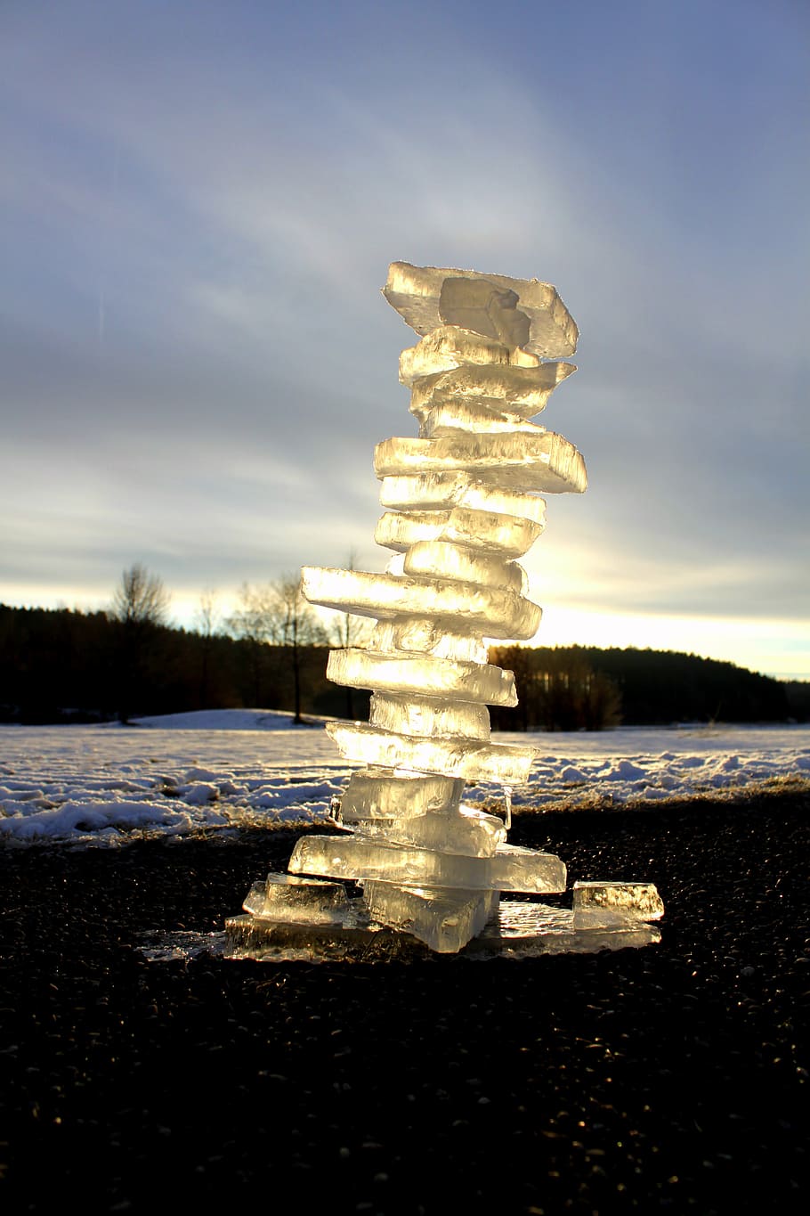 ice, tower, high, stable, landart, winter, snow, cold temperature HD wallpaper