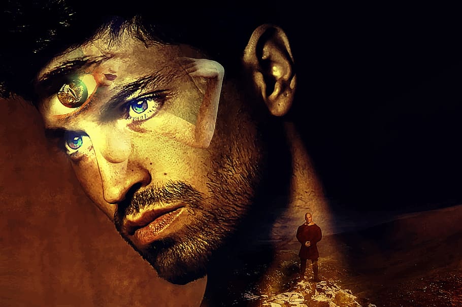 photo of black hair man, eye, look, portrait, magic, eyes, face HD wallpaper