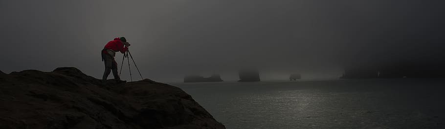fog, panoramic, nature, landscape, monochrome, sea, the dome of the sky HD wallpaper