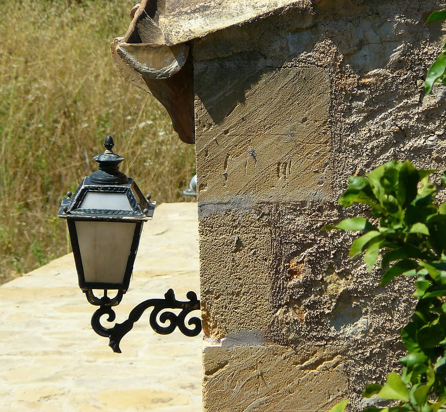 black metal sconce, lantern, light, lamp, architecture, lighting HD wallpaper