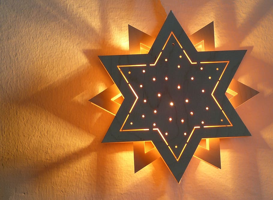 star, shadow, light, illuminated, wood star, mood, advent, christmas, HD wallpaper