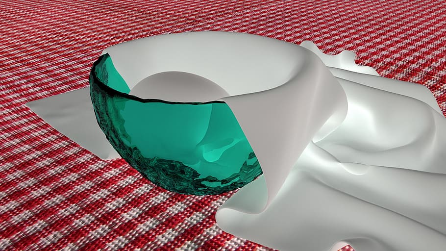 reverse luminosity, 3d, egg, napkin, green glass bowl, breakfast, HD wallpaper