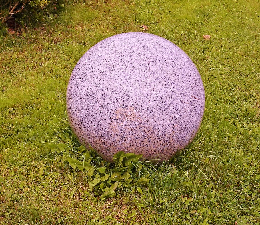 stone ball, about, large, granite, color, pink, zen, grass HD wallpaper