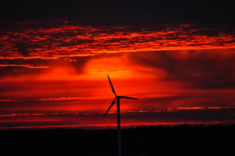 sky, clouds, windmill, environmental conservation, fuel and power generation HD wallpaper