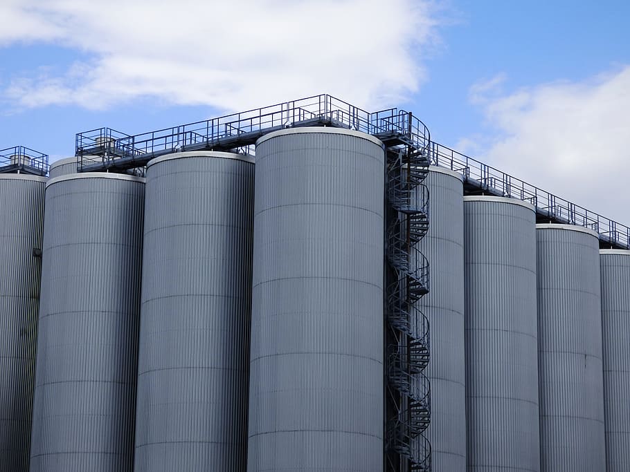 gray and black plantation under white sky and blue clouds, Brewery, HD wallpaper