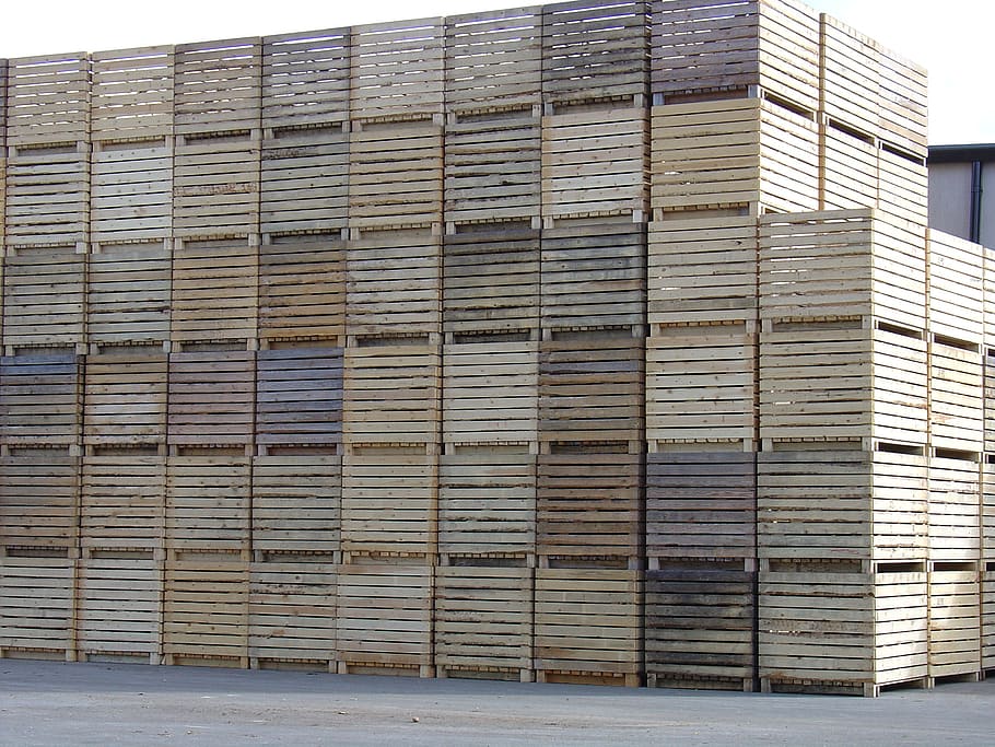wood, crates, boxes, many, brown, agriculture, business, stack HD wallpaper