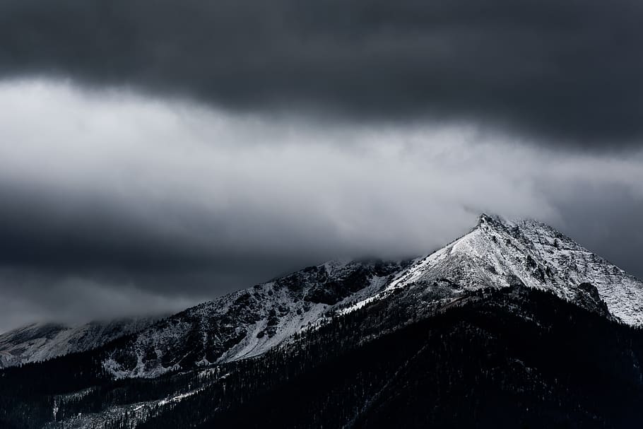 snow mountain with clouds, alps covered with fog, photo, overcast HD wallpaper