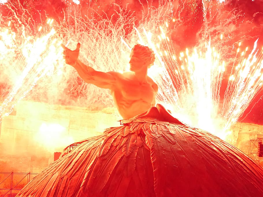 Opera, Fireworks, Angel, Hand, santa margarethen, aida, red HD wallpaper