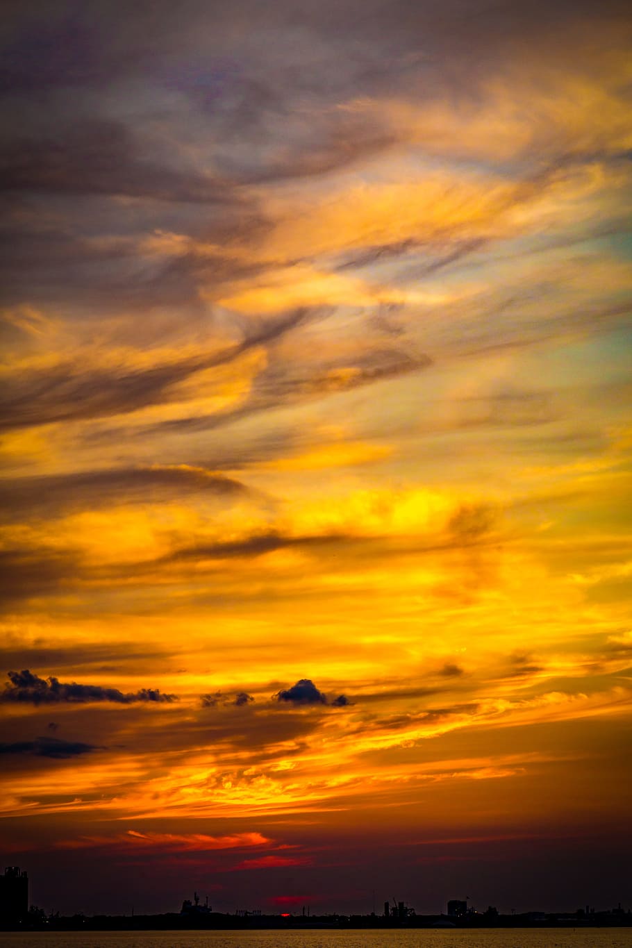 sunrise under body of water, orange, sunset, sky, cloud, cloudscape HD wallpaper