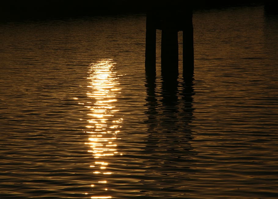 sunset, water, reflection, setting sun, netherlands, waterfront HD wallpaper