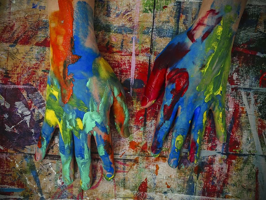 hands, paint, painting, creativity, fun, colors, colorful hands HD wallpaper