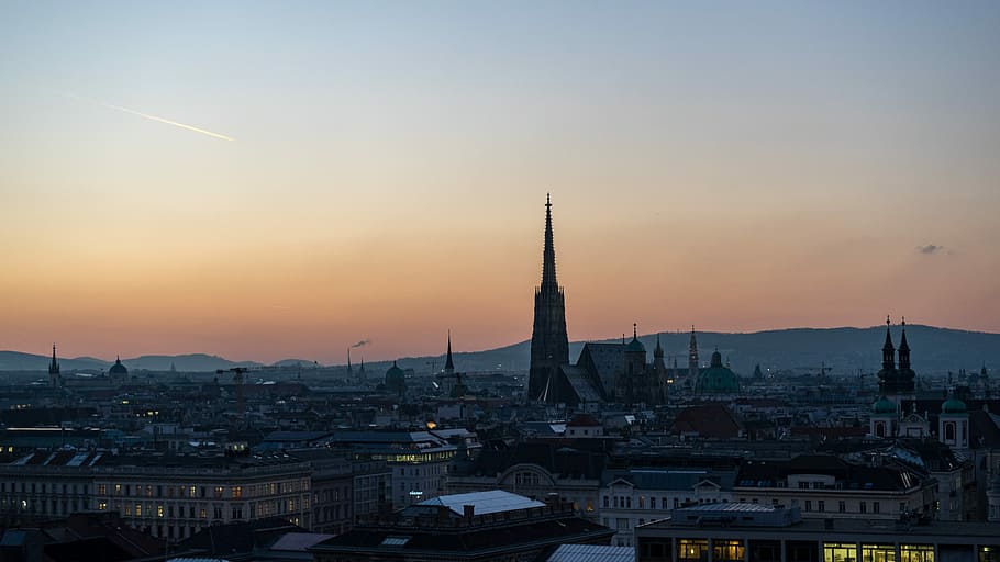 city and sky horizon, building, architecture, church, tower HD wallpaper