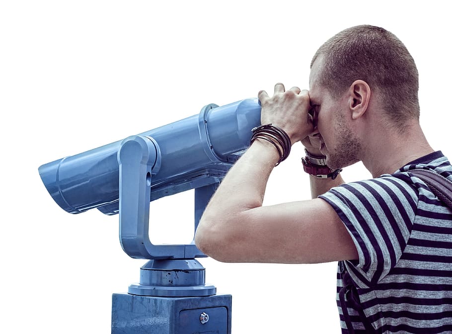 telescope, man, viewing, looking, male, watching, person, isolated HD wallpaper