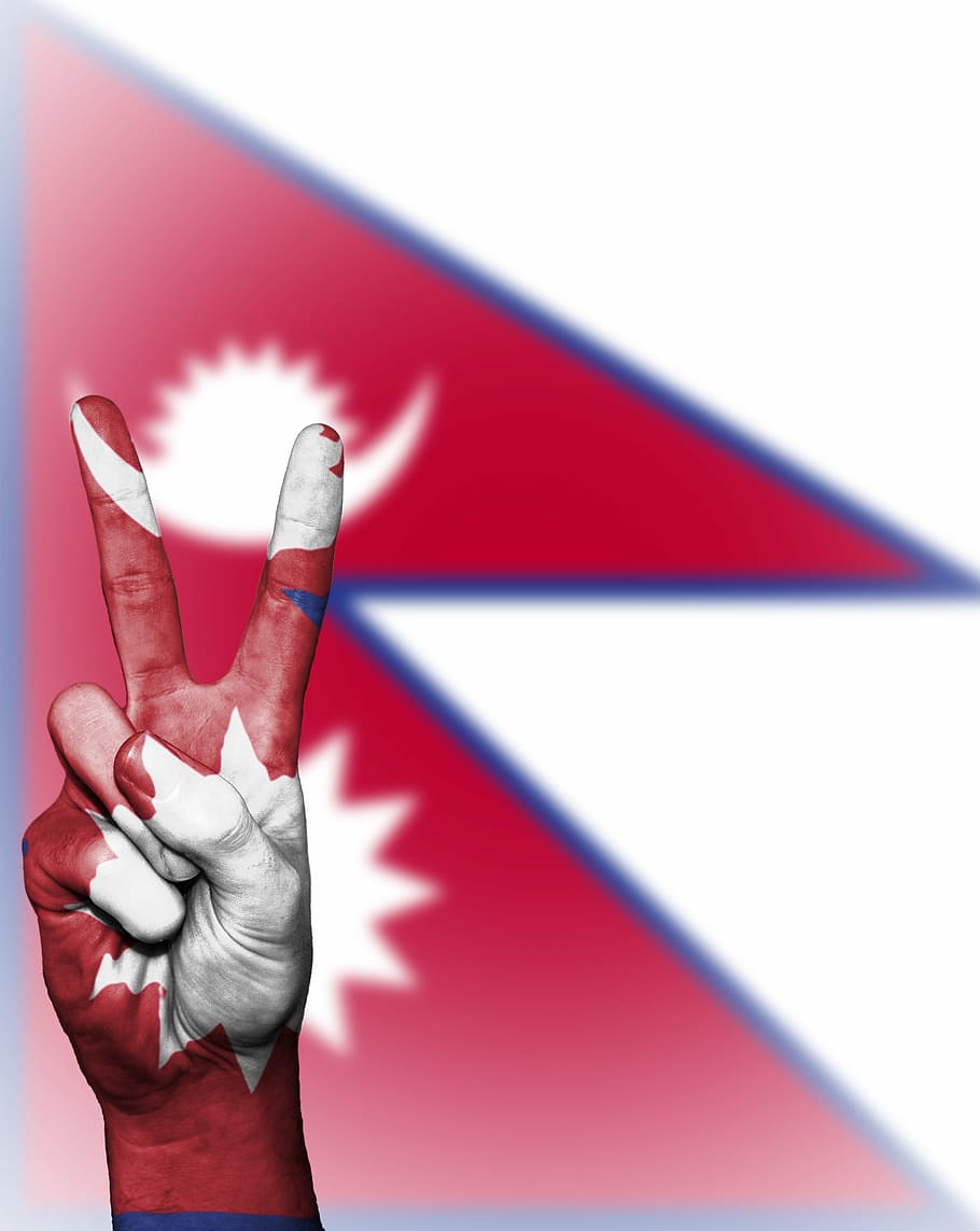 nepal, peace, hand, nation, background, banner, colors, country, HD wallpaper