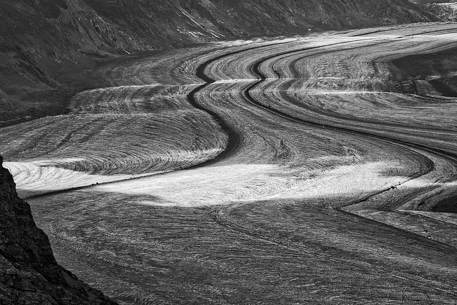 grayscale photo of road, time lapse photo, path, track, black and white HD wallpaper