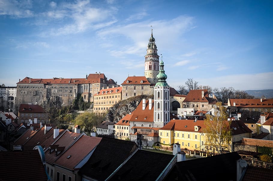 český krumlov, cesky krumlov, old town, old houses, roofs, HD wallpaper