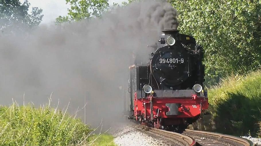 Steam Locomotive, Rasender Roland, Rügen, small ground, railway, HD wallpaper
