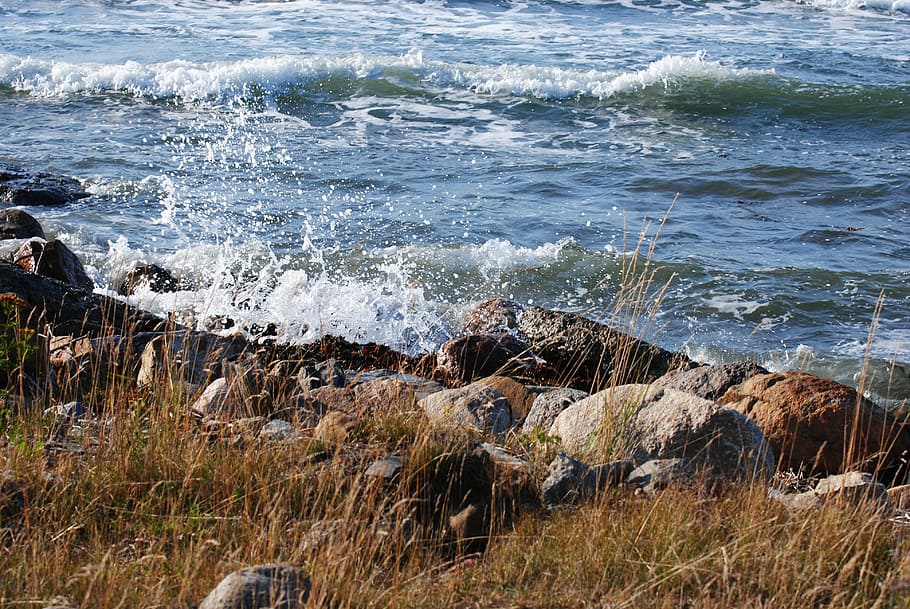 Sea, Waves, Shore, Movement, pointe - au-père, nature, water HD wallpaper