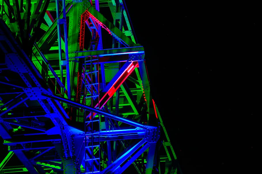 faucet, lighting, park, industry, germany, night, amusement park HD wallpaper
