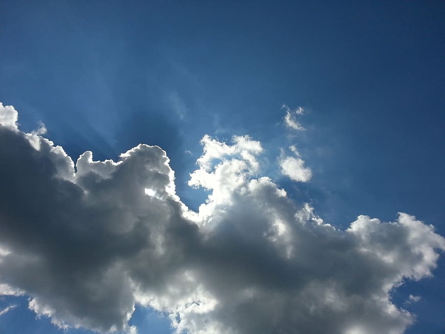 cloud, sun, sky, heaven, cloud - sky, blue, nature, cloudscape HD wallpaper