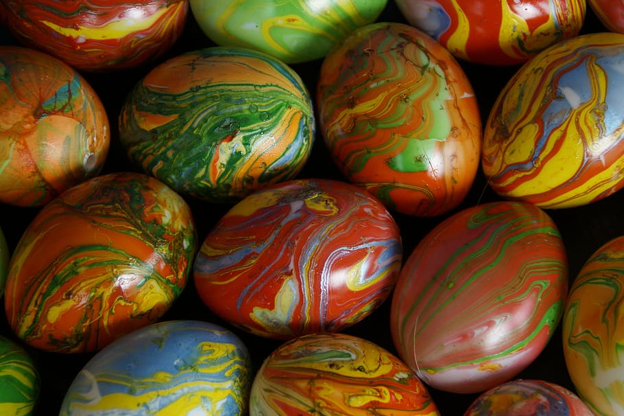 marbled, easter eggs, marbled easter eggs, colored, colorful HD wallpaper