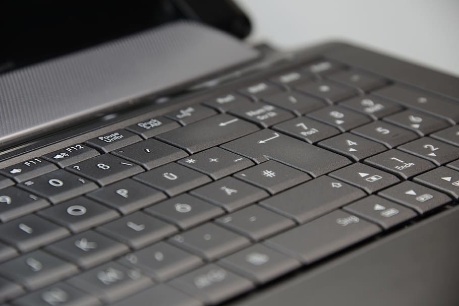 black laptop computer, Keyboard, Notebook, Keys, leave, input HD wallpaper