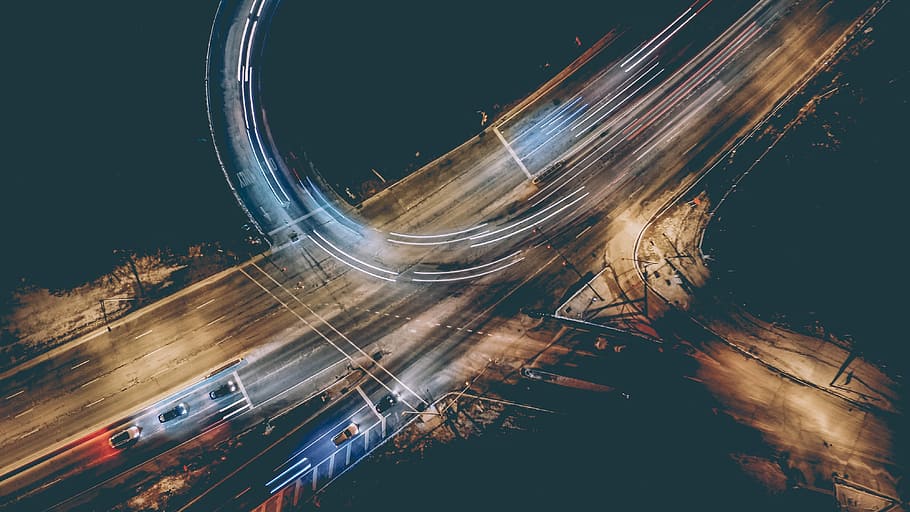 time lapse photo of asphalt road with cars, abstract, backgrounds HD wallpaper