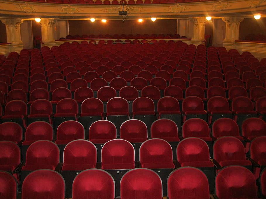 Public Domain. red theater chairs, seating, audience, expectation, opportun...