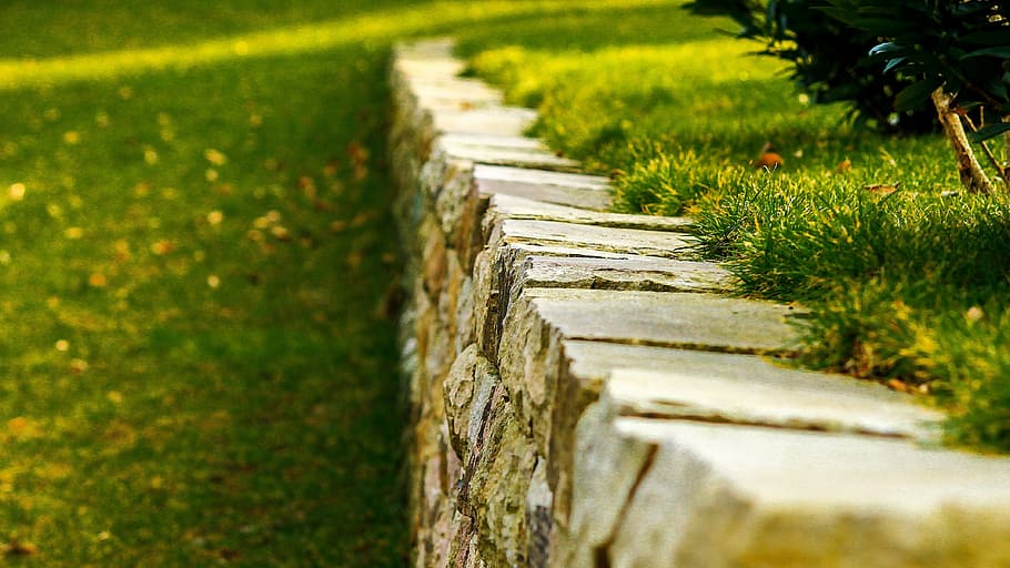 grass, green, stone, nature, landscape, summer, rest, wall HD wallpaper