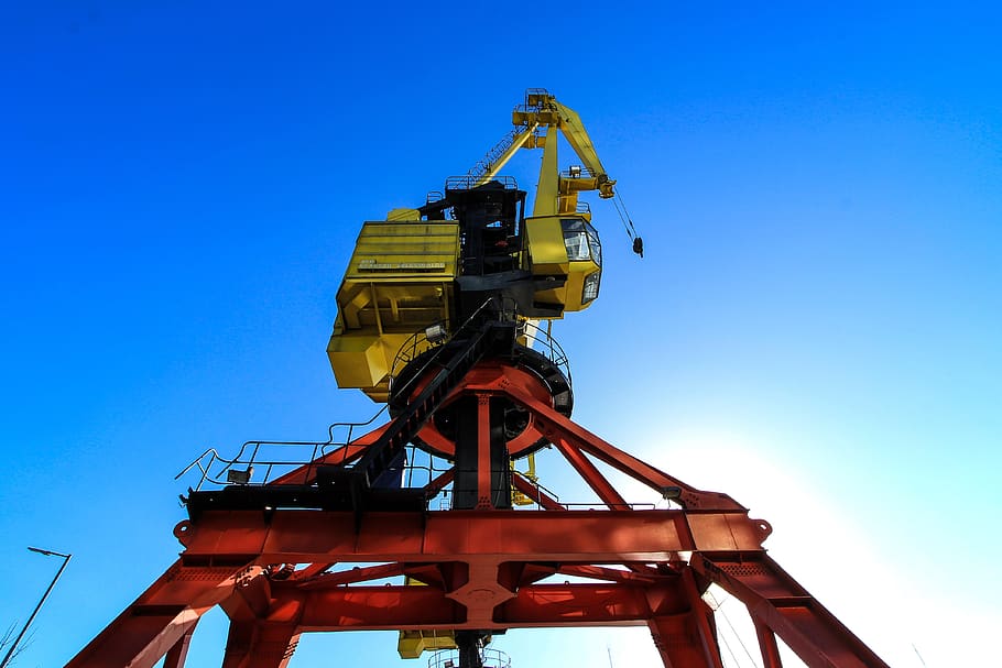 sky, industry, technology, power, crane, spring, colors, electricity HD wallpaper