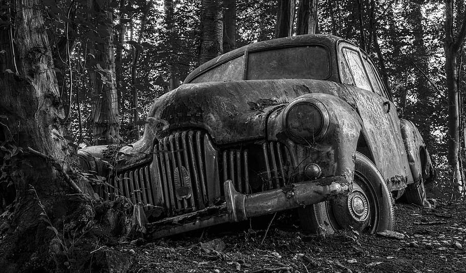 auto, car cemetery, lost places, oldtimer, wreck, rusted, car wreck, HD wallpaper