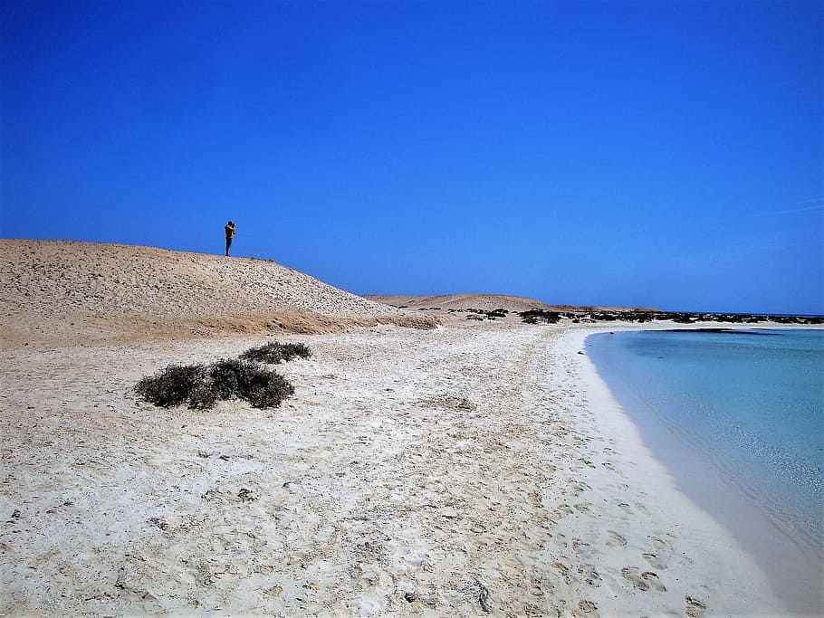 beach, dune, sea, sky, land, blue, beauty in nature, scenics - nature HD wallpaper