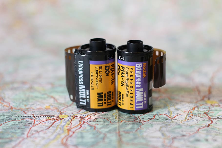 macro photography of two camera films, analog, small picture, HD wallpaper