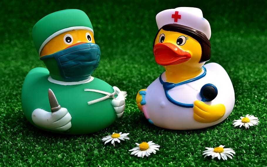 HD wallpaper: two doctor and nurse rubber duckies, surgeon, operation, funny  | Wallpaper Flare