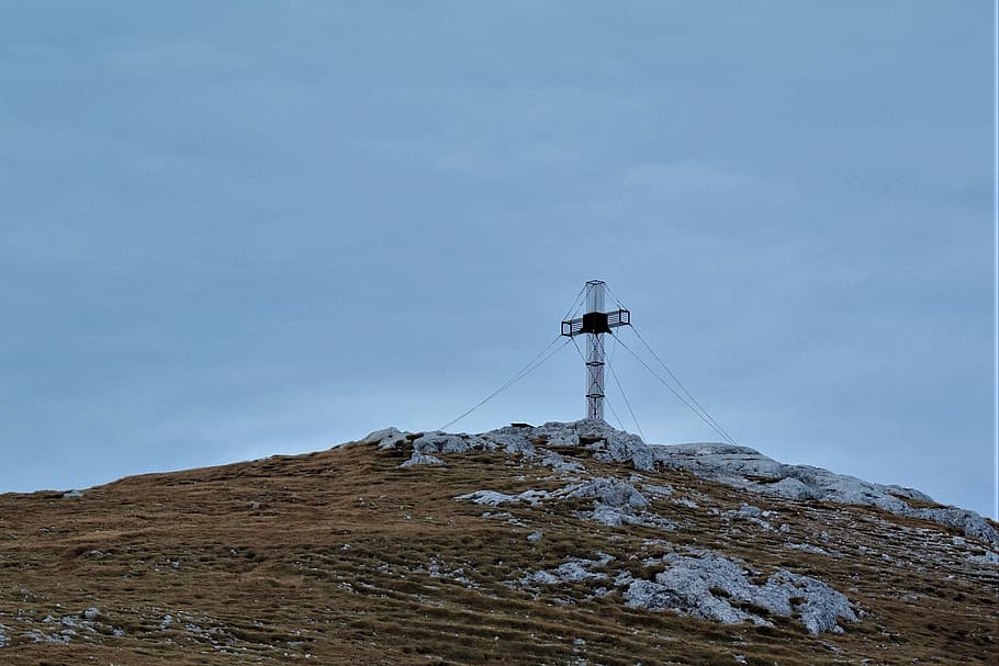 summit, cross, summit cross, mountain, sky, mountaineering HD wallpaper