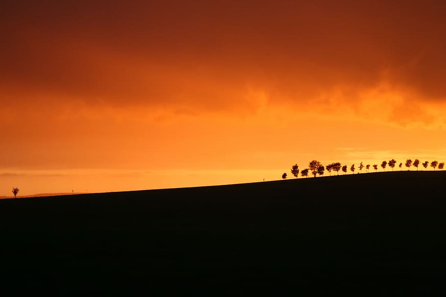 sunset, distant, evening sky, abendstimmung, afterglow, landscape HD wallpaper