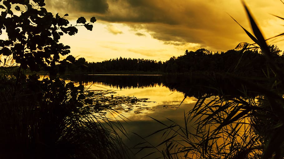sunset, schreckensee, water, lake, wolpert turning, landscape HD wallpaper