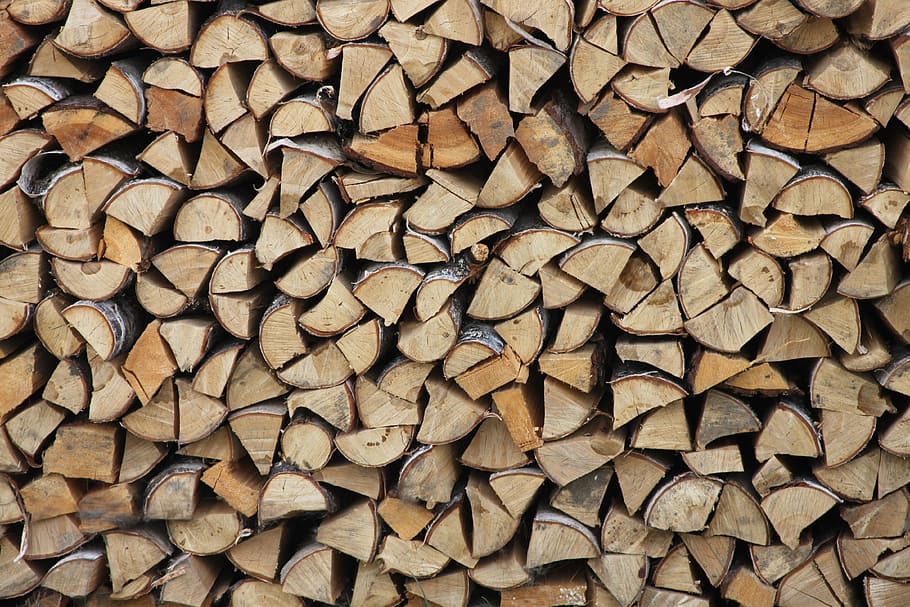 brown wood chunk lot, firewood, background, tree, macro photography HD wallpaper