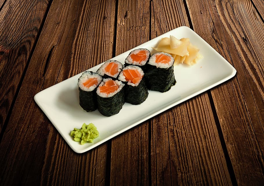 sushi, asia, eat, fish, japanese, raw, delicious, salmon, tasty HD wallpaper