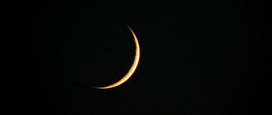 crescent moon scenery, sky, night, sickle, light, moonlight HD wallpaper